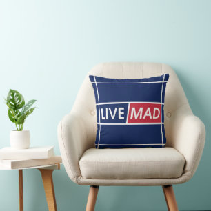 LIVE MAD – Coussin de motivation moderne à jeter