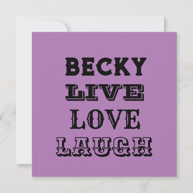 LIVE RIGH LOVE NAME PURPLE MODERNE CARTE (Devant)