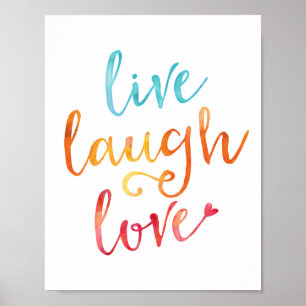 Live rire amour aquarelle typographie affiche