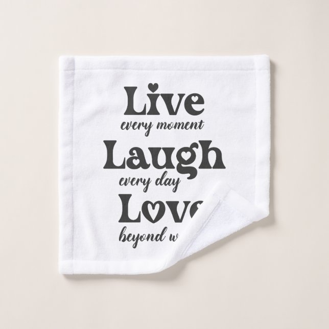 live, rire, amour - trois beaux mots (Gant de toilette)