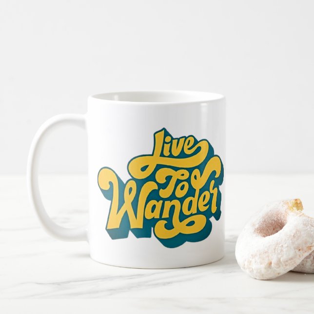 Live to Wander - Retro Typography Mug (Avec donut)