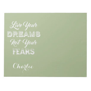 Live Your Dreams, nom personnalisé et blocs-notes 