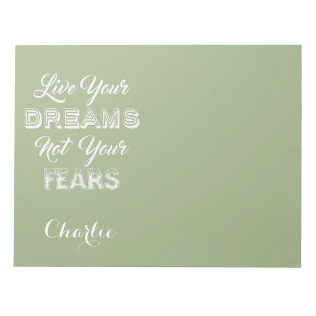 Live Your Dreams, nom personnalisé et blocs-notes  (Devant)