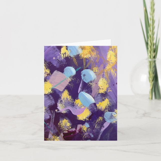 Lively purple, blue, and yellow abstract art (Devant)