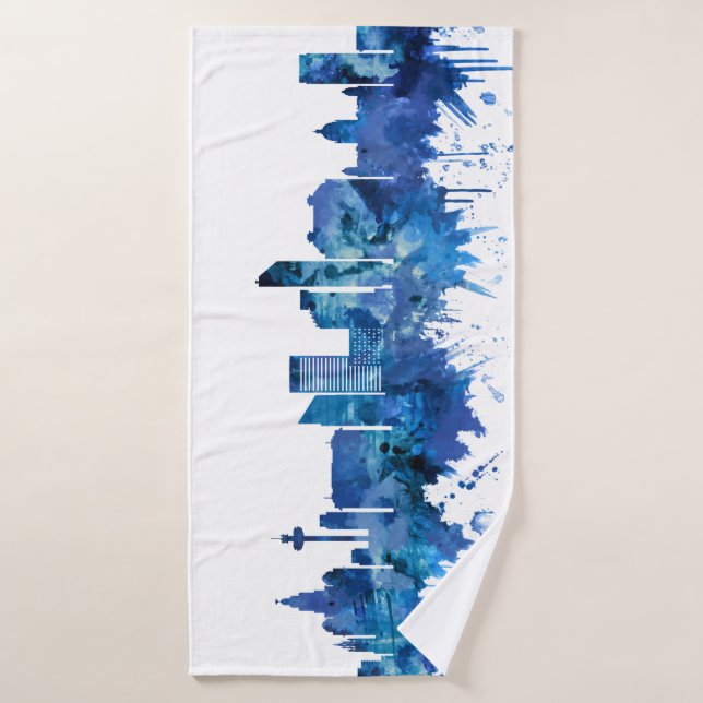 Liverpool England Skyline Blue (Serviette de bain)