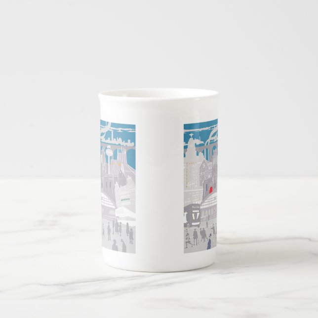 Liverpool UK Skyline Bone China Mug (Devant)