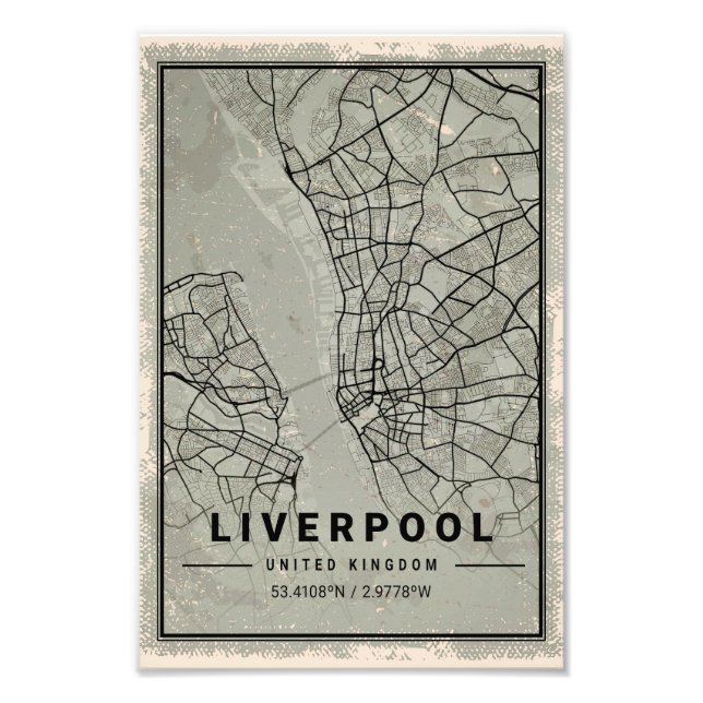 Liverpool united kingdom map print poster canvas (Devant)