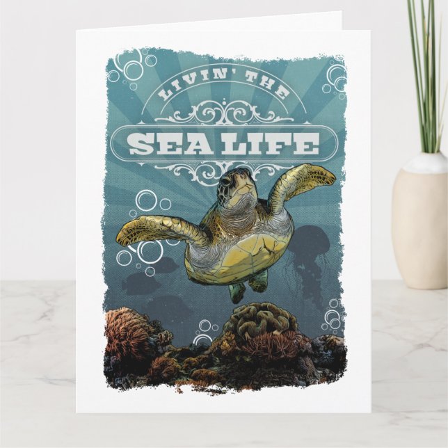 Livin' the Sea Life Turtle Carte pliée (Devant)
