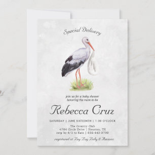 Livraison Spéciale   Cigogne Élégante Aquarelle Bé