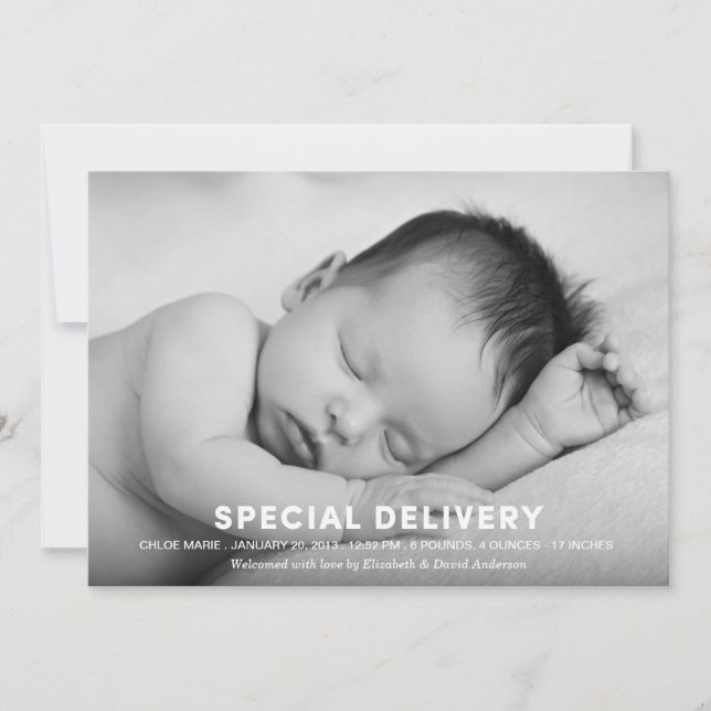 LIVRAISON SPÉCIALE | FAIRE-PART DE NAISSANCE (Devant)