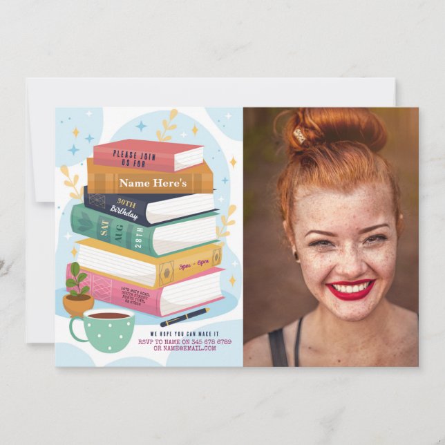 Livre Anniversaire Bibliothèque Invitation Lecture (Devant)