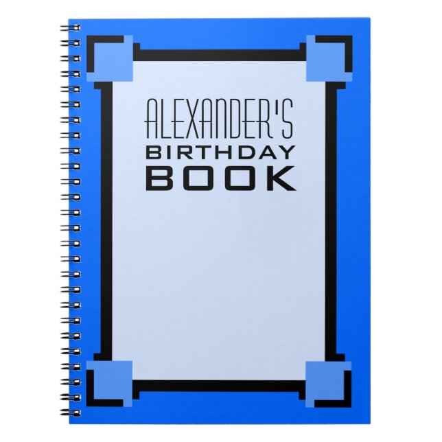 Livre Art déco d'anniversaire bleu (Devant)