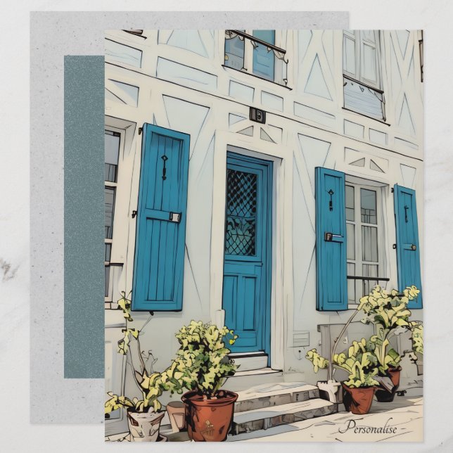 Livre blanc vintage Plante gris bleu (Devant / Derrière)