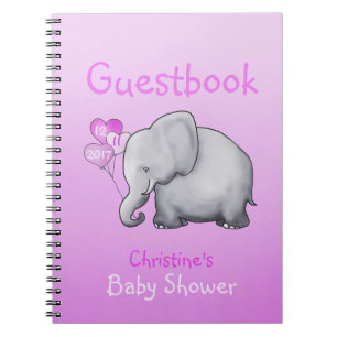 Livre d'Baby shower de fille aux éléphants roses