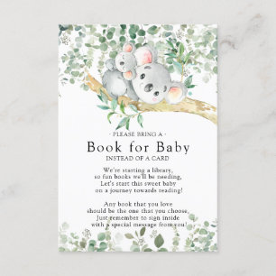 Livre de Baby shower de l'ours Koala pour la carte