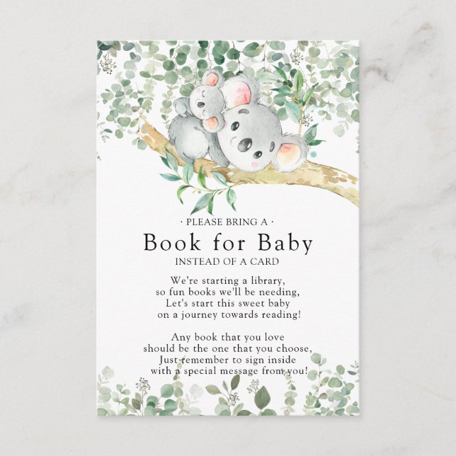 Livre de Baby shower de l'ours Koala pour la carte (Devant)