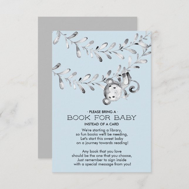 Livre de Baby shower de singe pour la carte bébé (Devant / Derrière)