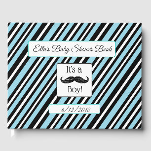 Livre de Baby shower Personnalisé Blue & Black Str