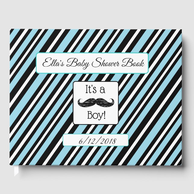 Livre de Baby shower Personnalisé Blue & Black Str (Recto)