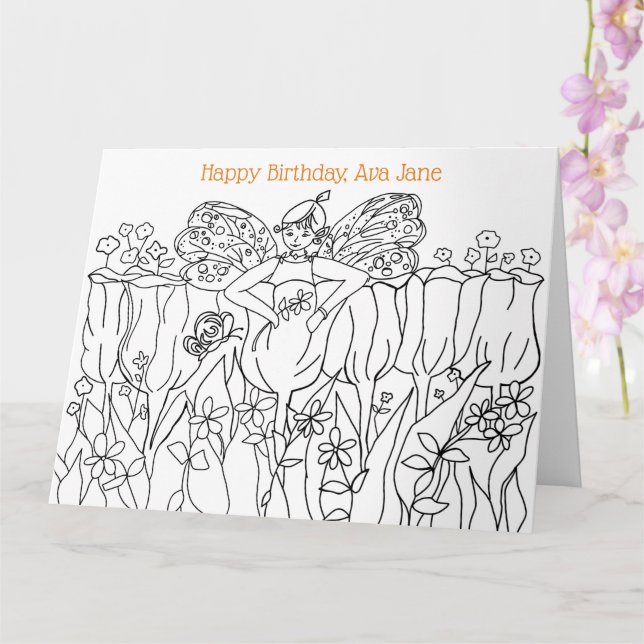 Livre de coloriage Bonne carte d'anniversaire Nom  (Orchidée)