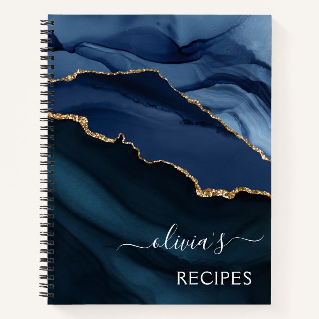 Livre de Cookbook Marine Blue Agate Geode Gold Mon (Devant)