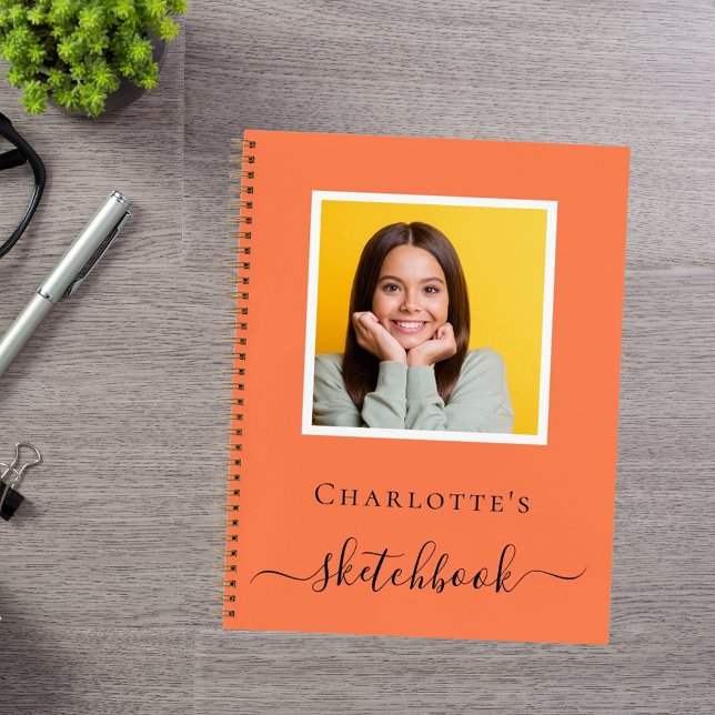 Livre de croquis corail orange photo typographie (Créateur téléchargé)