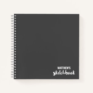 Livre de croquis d'artiste gris monogramme