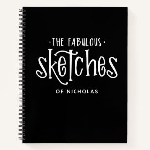 Livre de croquis d'artiste noir blanc personnalisé
