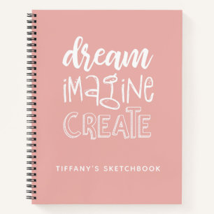 Livre de croquis d'artiste rose avec nom