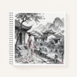 Livre de croquis de village asiatique traditionnel