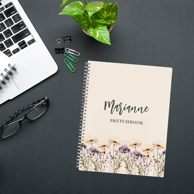 Livre de croquis fleur sauvage beige jaune (Créateur téléchargé)