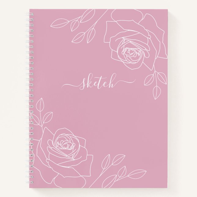 Livre de croquis floral élégant de rose mauve (Devant)