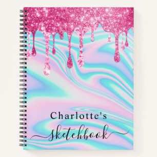 Livre de croquis Holographic Pink Drips Girl