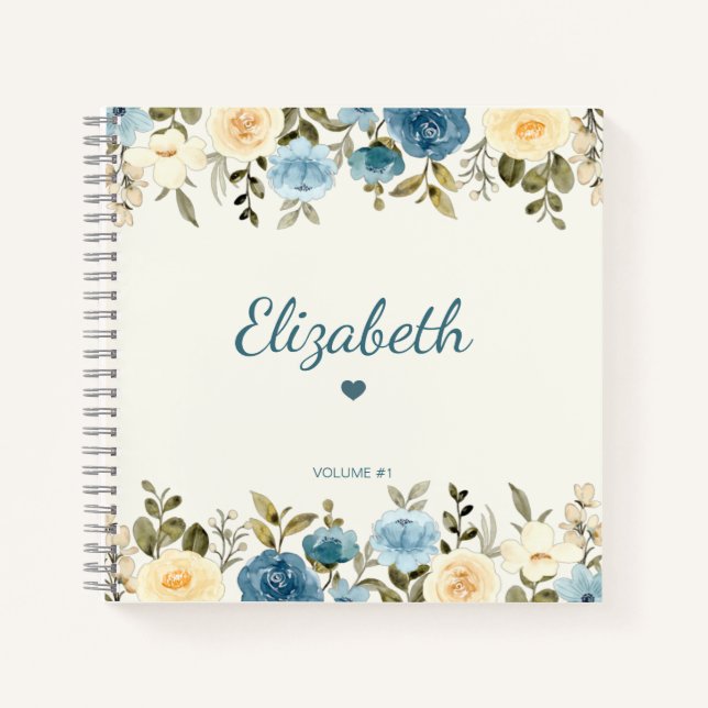 Livre de croquis moderne Floral Girly tendance Per (Devant)