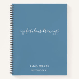 Livre de croquis personnalisé bleu moderne Votre