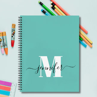 Livre de croquis personnalisé bleu turquoise Nom d