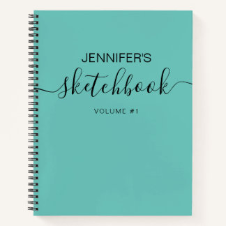 Livre de croquis personnalisé bleu turquoise Votre