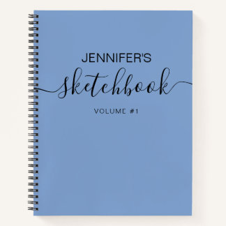 Livre de croquis personnalisé bleu Votre nom