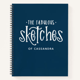 Livre de croquis personnalisé d'artiste bleu marin