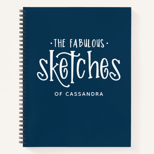 Livre de croquis personnalisé d'artiste bleu marin (Devant)