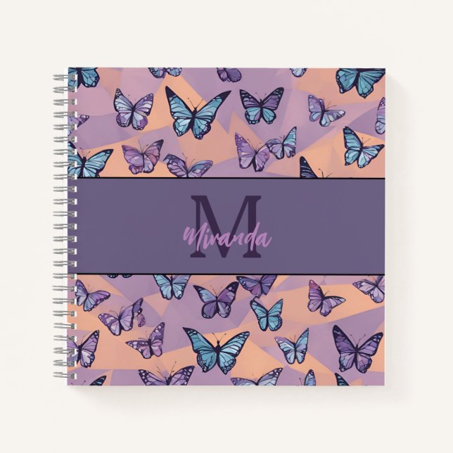 Livre de croquis personnalisé de papillon violet (Devant)