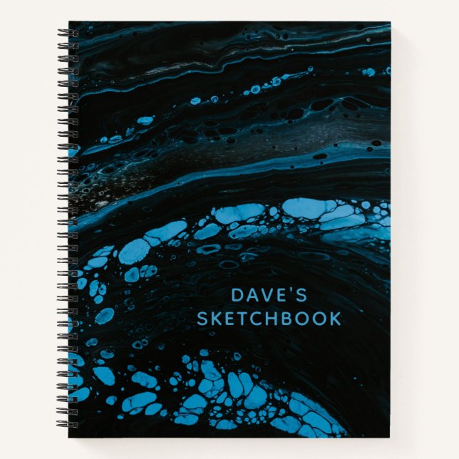 Livre de croquis personnalisé en marbre noir (Devant)