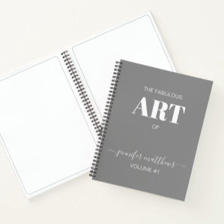 Livre de croquis personnalisé gris blanc Votre nom