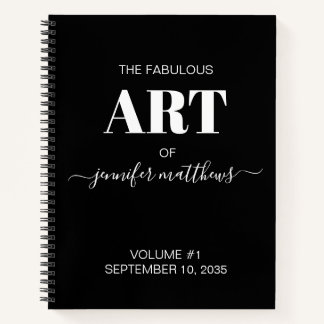 Livre de croquis personnalisé noir blanc Votre nom