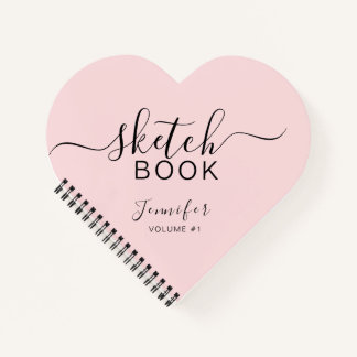 Livre de croquis personnalisé rose vif Votre nom