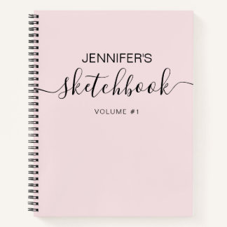 Livre de croquis personnalisé rose vif Votre nom