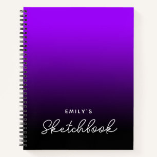 Livre de croquis personnalisé Violet Black Ombre