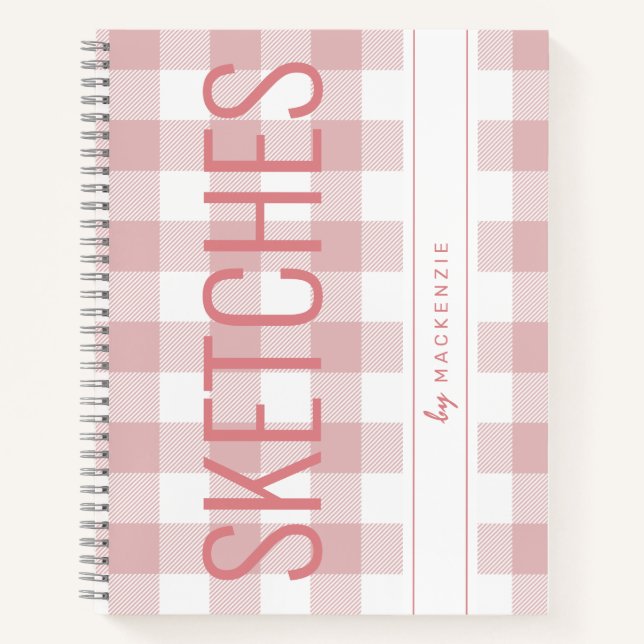 Livre de croquis rose personnalisé Nom (Devant)