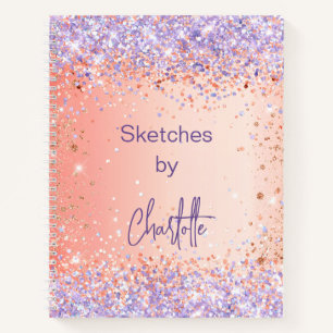 Livre de croquis rose violet orange or parties sci