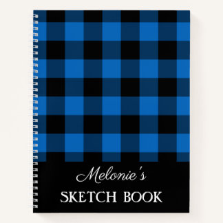 Livre de croquis Russe Blue Buffalo Plaid Monogram